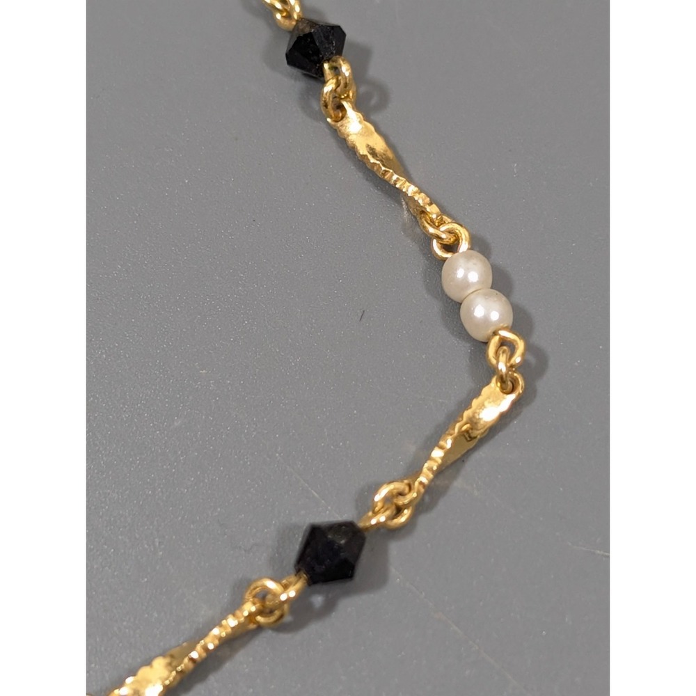 Premier Designs Little Jazz Gold Tone Twist Bar Black White Necklace 20" View 3